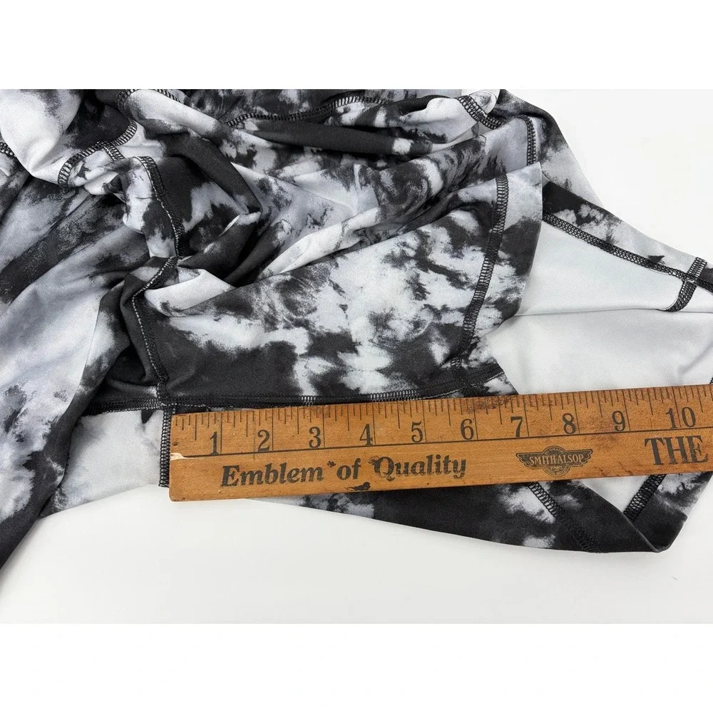 Vogo Athletica‎ Tie-Dye High-Waist Shorts, Black/White, Women's Size 2X